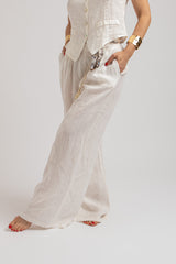 Pantalone in lino bianco FEDERICA BI