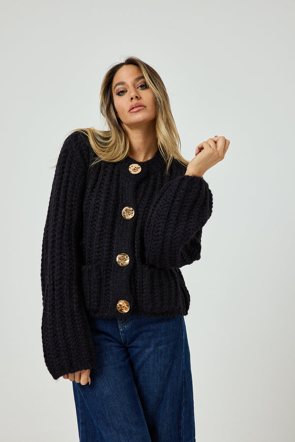 Cardigan bottone oro FEDERICA BI