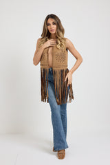 Gilet in suede frange FEDERICA BI