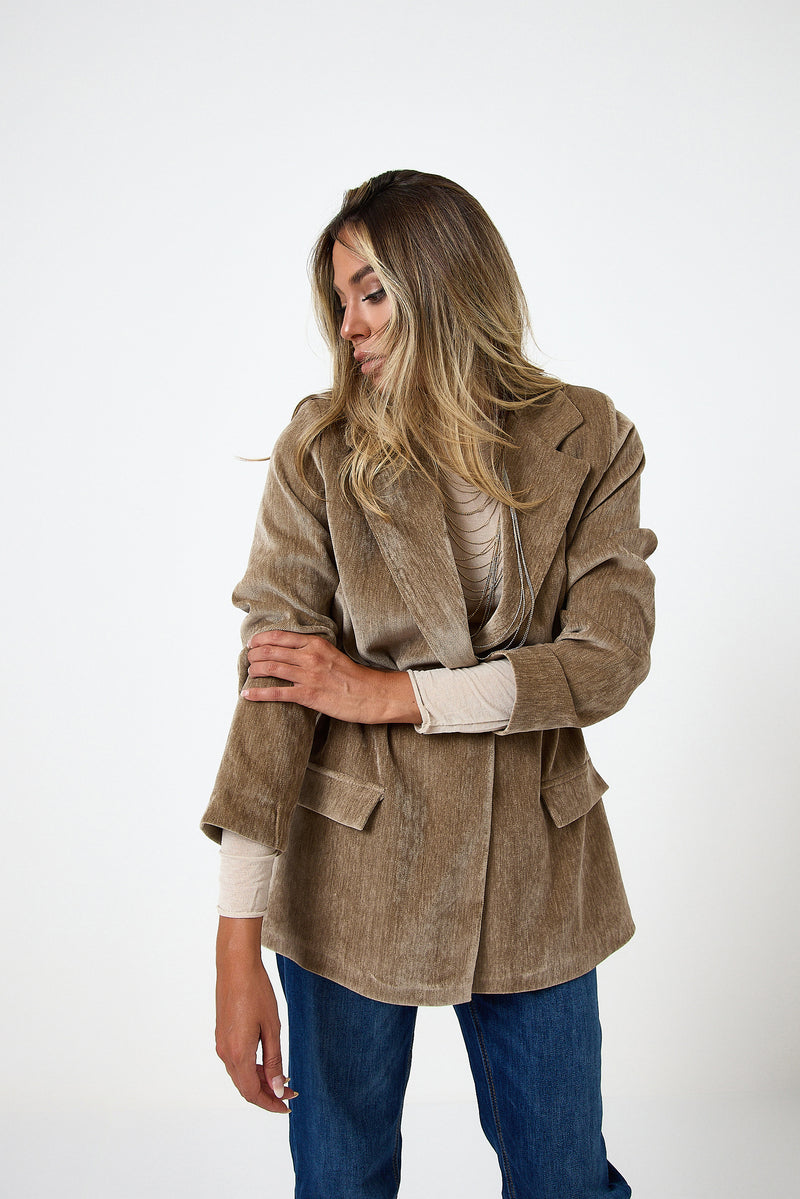 Blazer in velluto beige FEDERICA BI