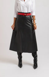 Gonna midi in ecopelle nera FEDERICA BI