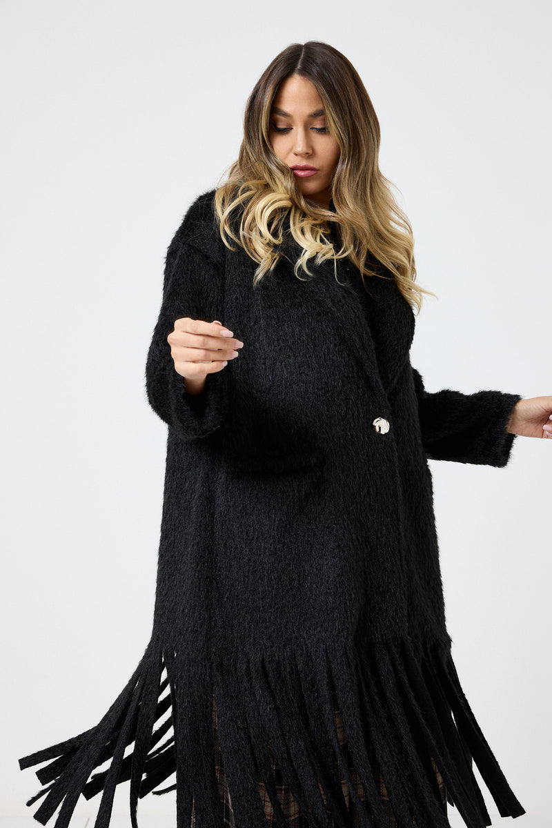 Cappotto lungo con frange FEDERICA BI ( due colori )