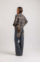 Camicia tartan moro cristallini e spilla FEDERICA BI