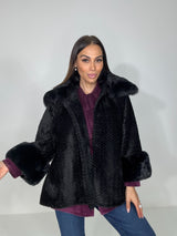 Giacca in ecopelliccia nera FEDERICA BI