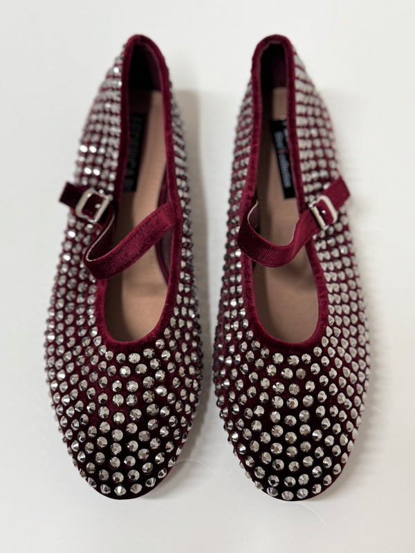 Ballerina bordeaux in velluto e cristalli FEDERICA BI