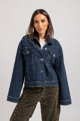 Giacca blu denim cristalli FEDERICA BI