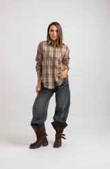 Camicia tartan cristallini e spilla FEDERICA BI