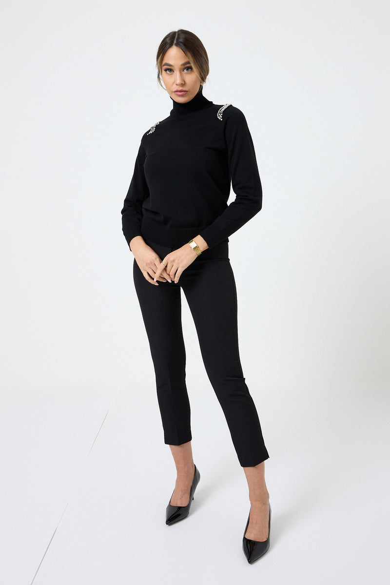 Maglia collo altro cristalli FEDERICA BI ( più colori )