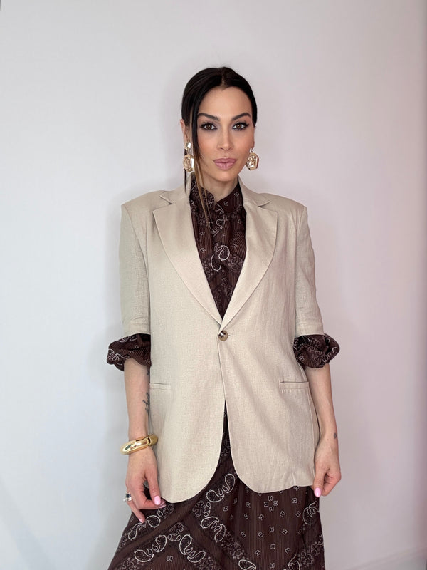 Blazer in lino beige FEDERICA BI