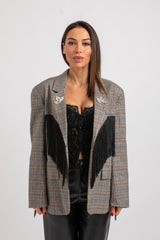Blazer principe di Galles frange nere FEDERICA BI
