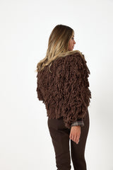 Cardigan marrone arricciato FEDERICA BI