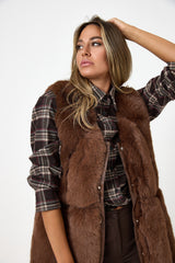 Gilet in ecopelliccia marrone FEDERICA BI
