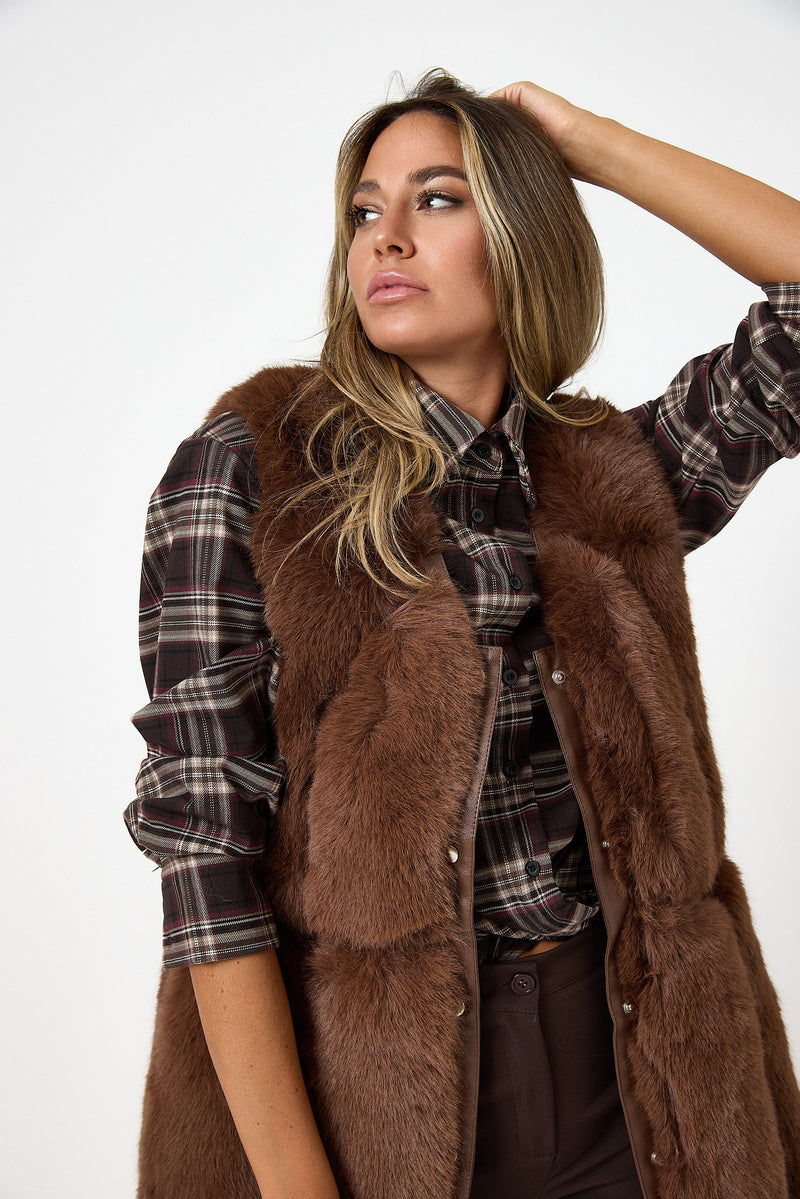 Gilet in ecopelliccia marrone FEDERICA BI