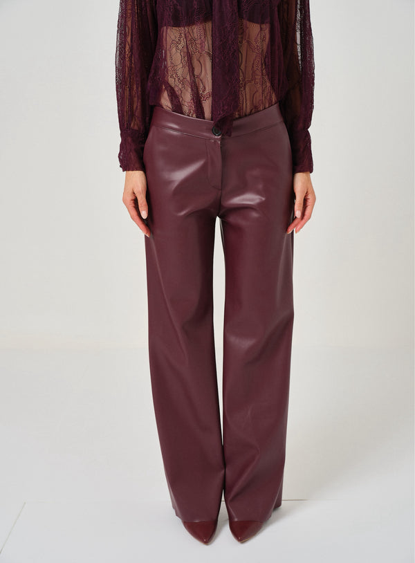 Pantalone bordeaux in ecopelle FEDERICA BI