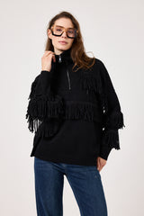 Cardigan con zip e frange FEDERICA BI ( vari colori )