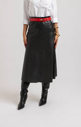 Gonna midi in ecopelle nera FEDERICA BI