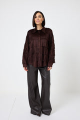 Camicia in suede cioccolato FEDERICA BI