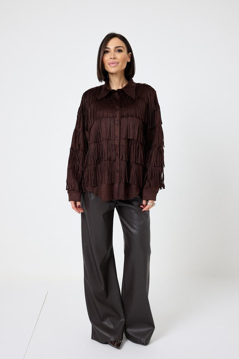 Camicia in suede cioccolato FEDERICA BI