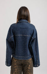 Giacca blu denim cristalli FEDERICA BI