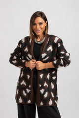 Cardigan animalier marrone FEDERICA BI