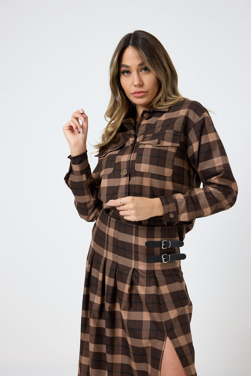 Giacca tartan marrone FEDERICA BI