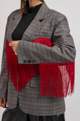 Blazer principe di Galles frange rosse FEDERICA BI
