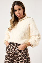 Maglione burro con zip FEDERICA BI