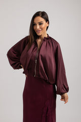 Giacchina FEDERICA BI in raso bordeaux
