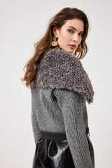 Cardigan in maglia grigio FEDERICA BI