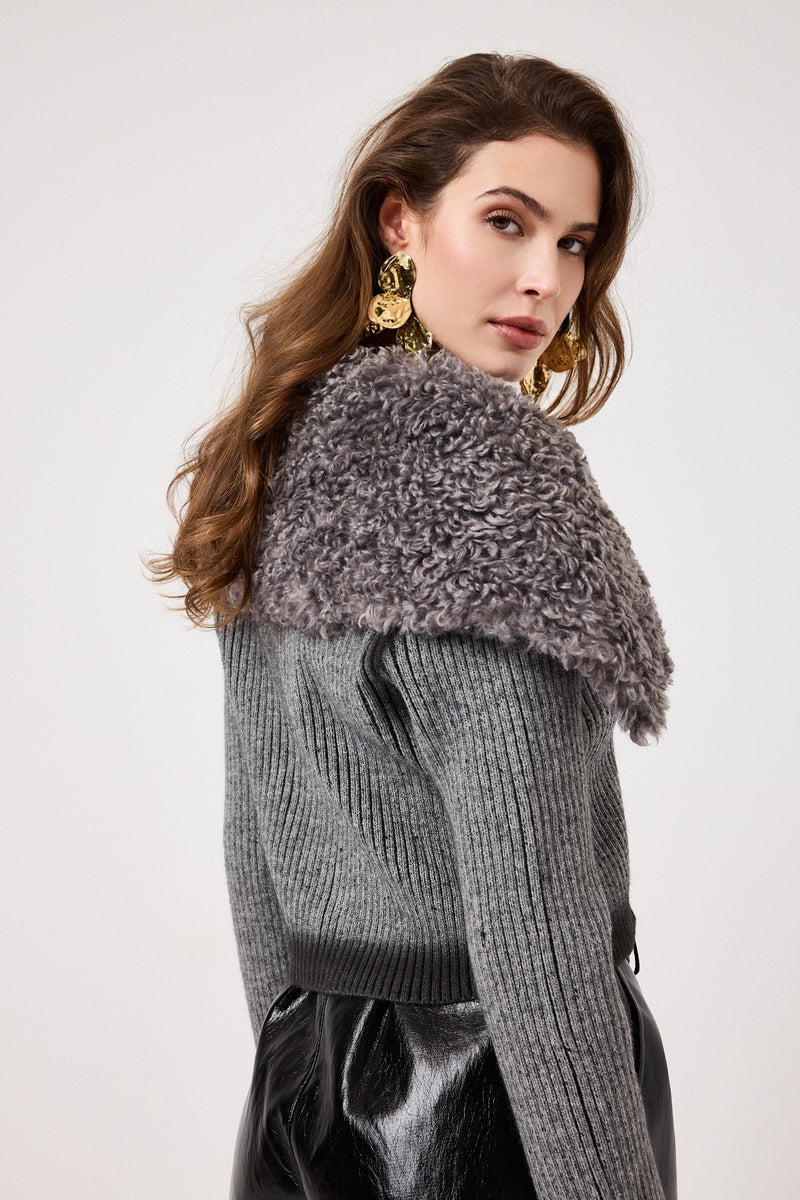 Cardigan in maglia grigio FEDERICA BI