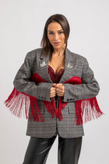 Blazer principe di Galles frange rosse FEDERICA BI