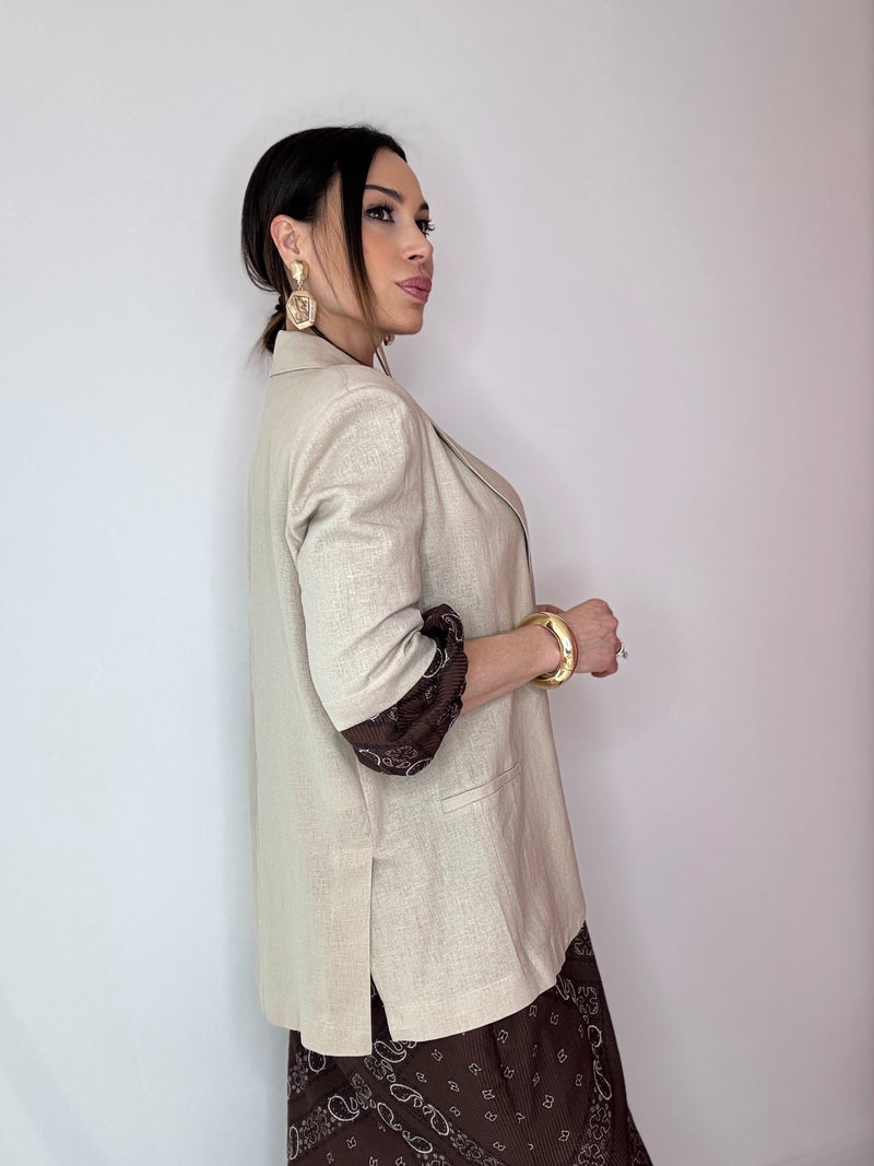 Blazer in lino beige FEDERICA BI