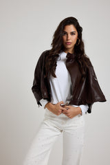 Giacca in ecopelle marrone FEDERICA BI