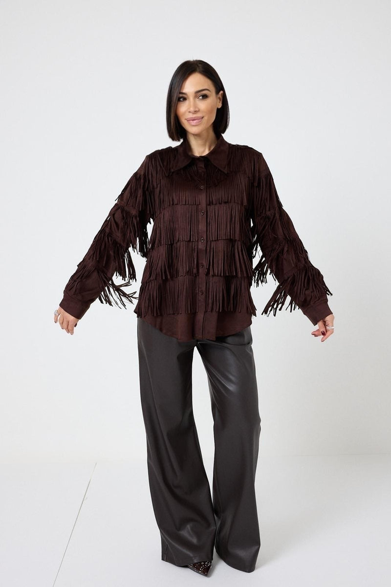 Camicia in suede cioccolato FEDERICA BI