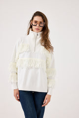 Cardigan con zip e frange FEDERICA BI ( vari colori )