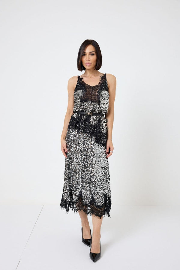 Gonna in paillettes argento FEDERICA BI