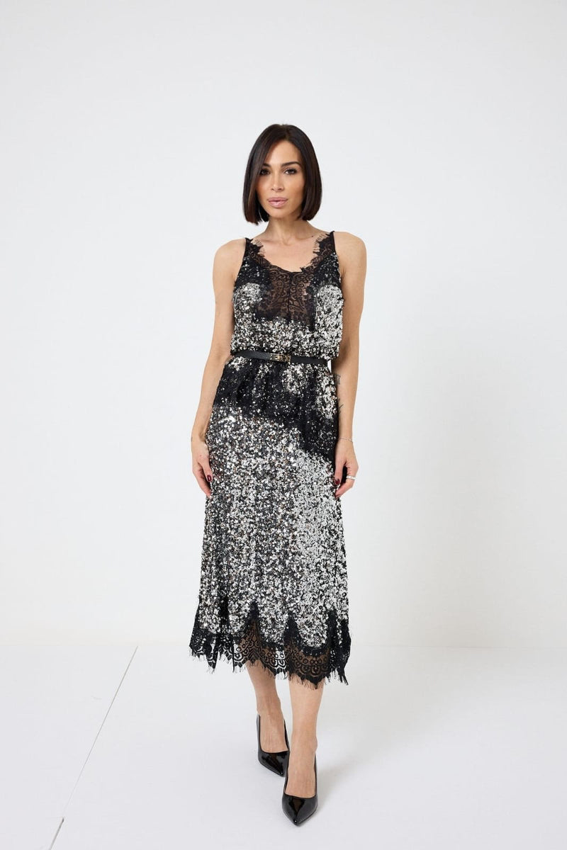 Gonna in paillettes argento FEDERICA BI