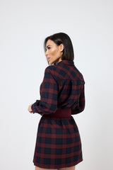 Abito tartan blu bordeaux FEDERICA BI