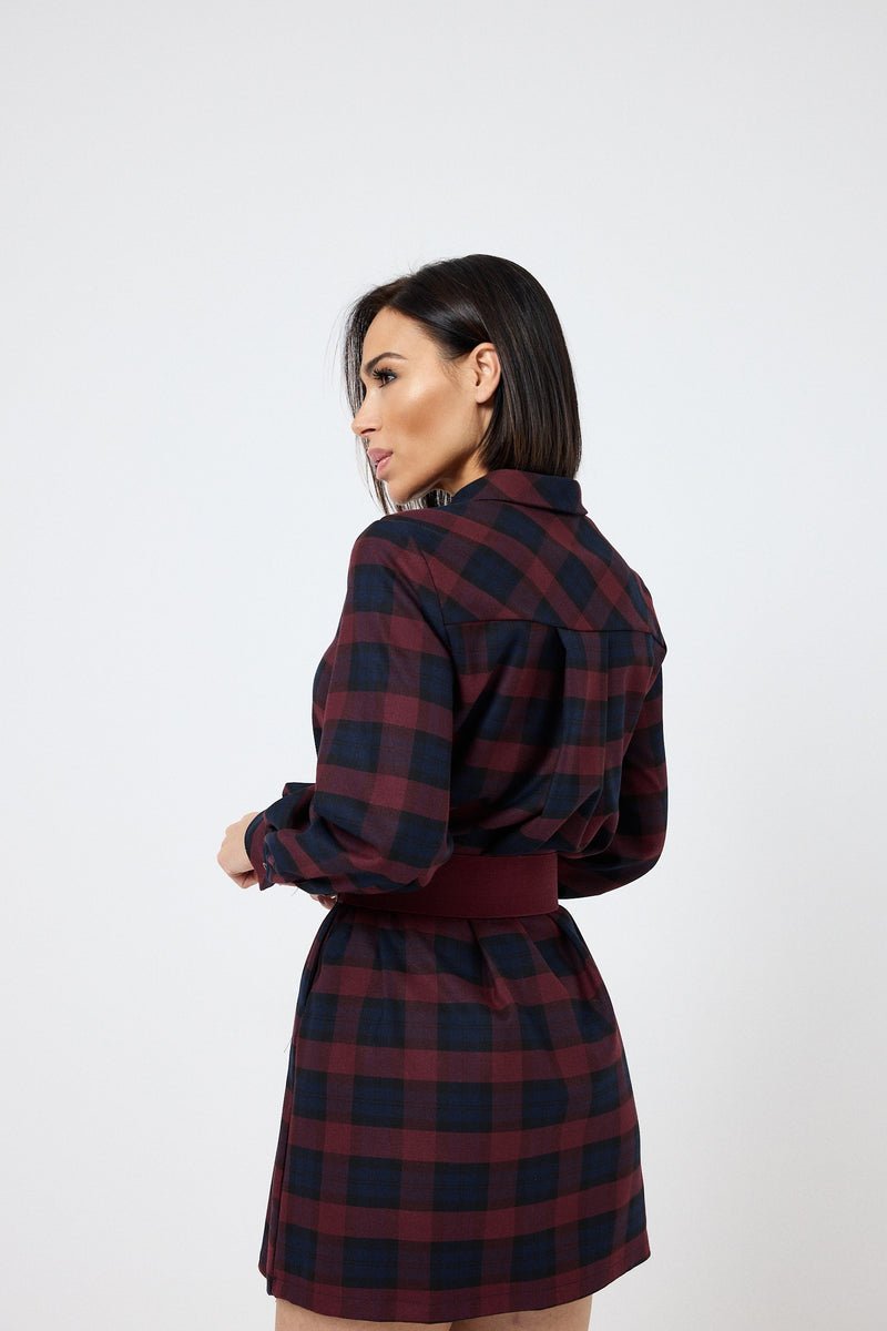 Abito tartan blu bordeaux FEDERICA BI