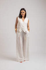 Pantalone in lino bianco FEDERICA BI