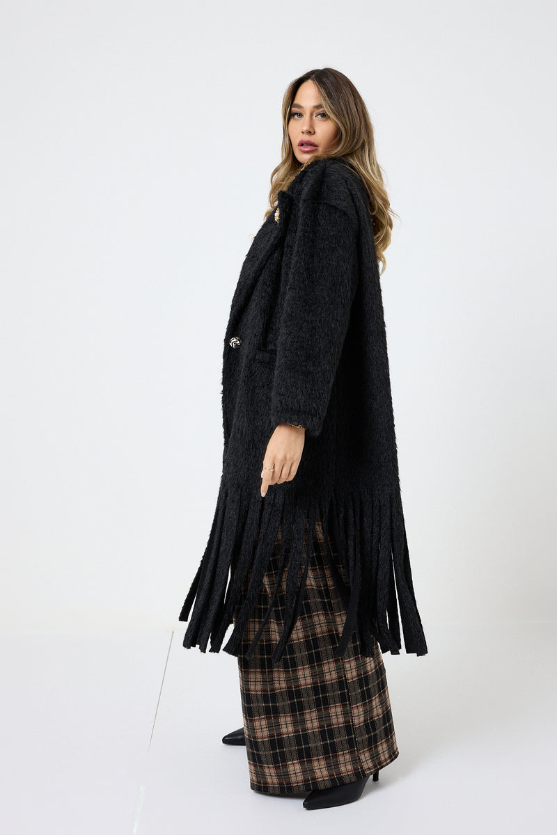 Cappotto lungo con frange FEDERICA BI ( due colori )