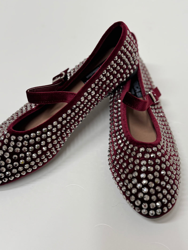 Ballerina bordeaux in velluto e cristalli FEDERICA BI