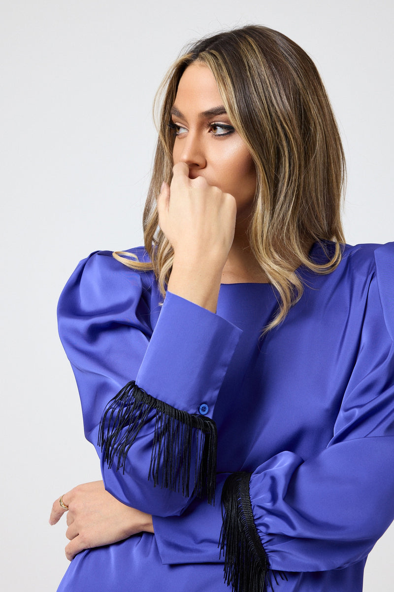 Abito in raso frange FEDERICA BI