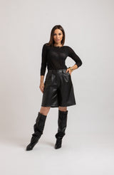 Bermuda in ecopelle nero FEDERICA BI