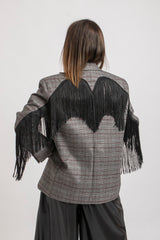 Blazer principe di Galles frange nere FEDERICA BI