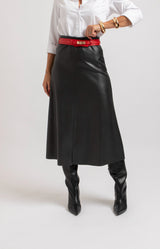Gonna midi in ecopelle nera FEDERICA BI