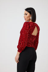 Maglia in velluto rosso FEDERICA BI