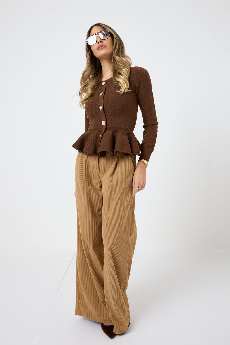 Pantalone palazzo in velluto FEDERICA BI