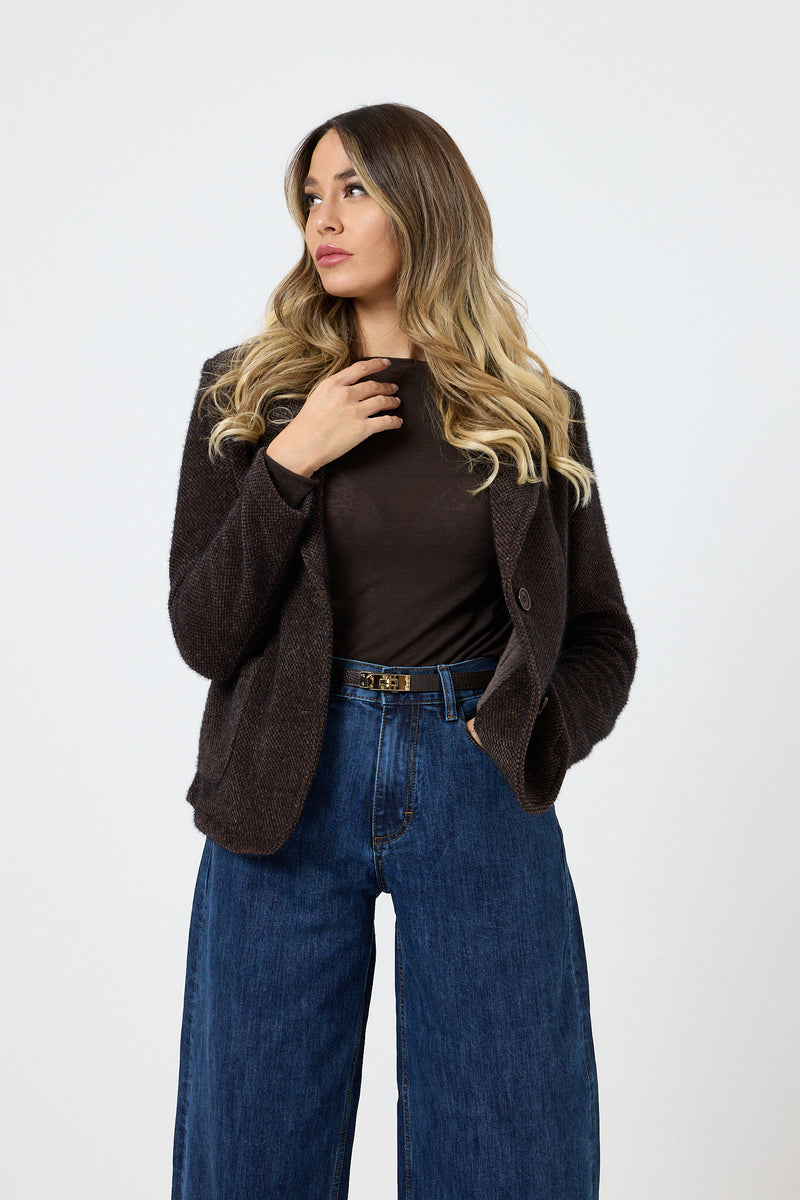Blazer in ciniglia con spilla FEDERICA BI
