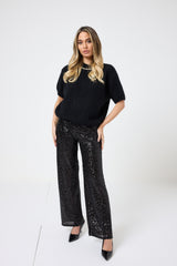 Pantalone nero in paillettes FEDERICA BI